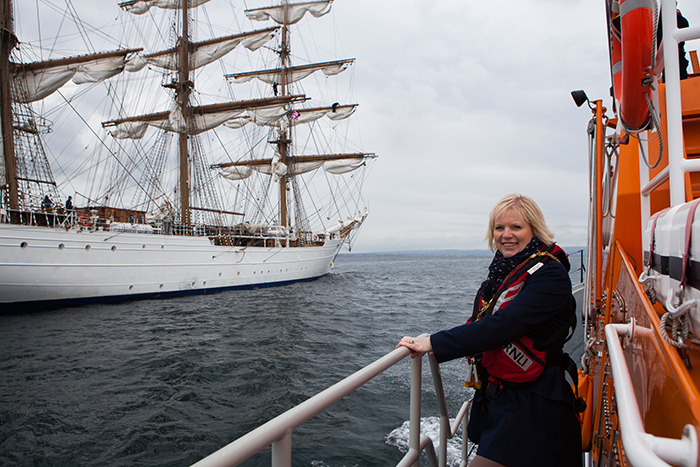 The Mayor of Causeway Coast and Glens Councillor Michelle Knight-McQuillan welcoming the Tall Ships to the Borough before they set sail off from Portrush on Monday 6th July, following five days of maritime events in Northern Ireland. For further information visit www.causewaycoastandglens.gov.uk. 