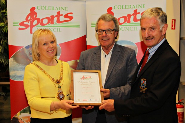 Causeway Coast and Glens Borough Coleraine Sports Council Local Sports Awards took place at Cloonavin Coleraine on the 12th October. Pictured with Mayor of Causeway Coast and Glens Borough Council, Councillor Michelle Knight McQuillan is John Wilson (motorsport), who was awarded Sports Administrator and Stephen Graham from Coleraine Sports Council. For further details on Causeway Coast and Glens Borough Councilâ€™s sports programmes visit www.causewaycoastandglens.gov.uk. 