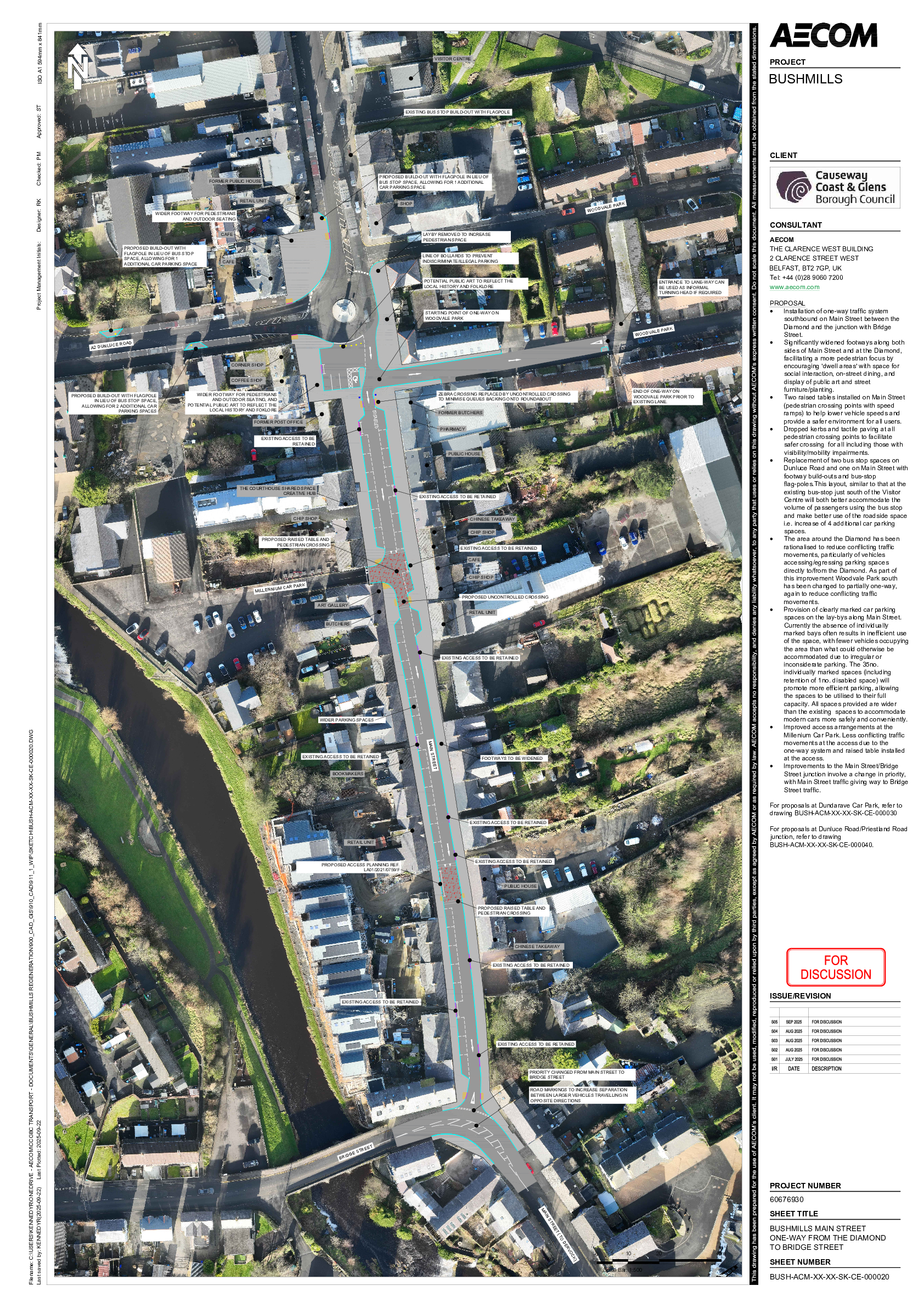 Bushmills Main Street one-way from the Diamond to Bridge Street