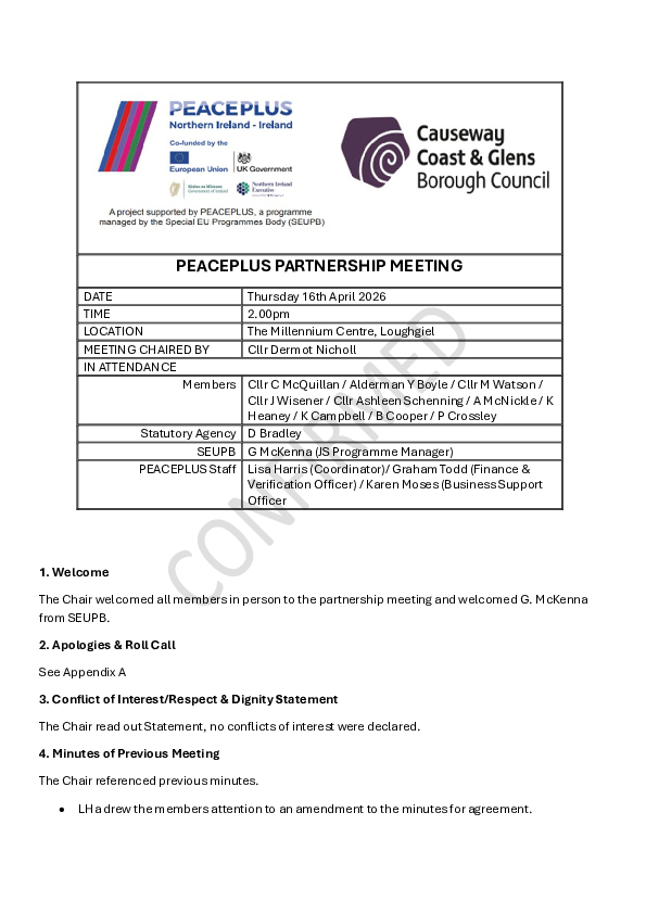 April 2026 PEACEPLUS Partnership Minutes
