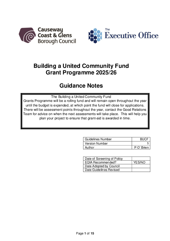 Building A United Community Fund Guidance Notes 2025-26