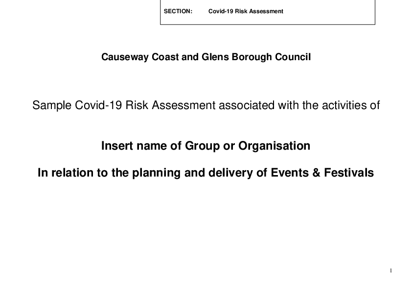 Risk Assessment (inc. Covid-19)