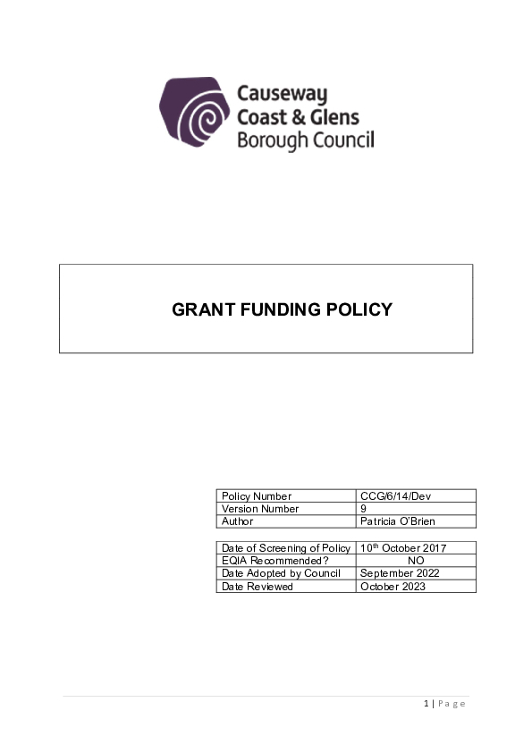 GRANT FUNDING POLICY