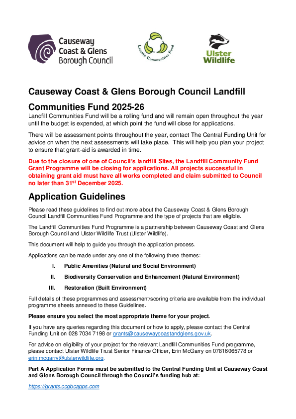 Landfill Community Fund Guidance Notes 2025-26