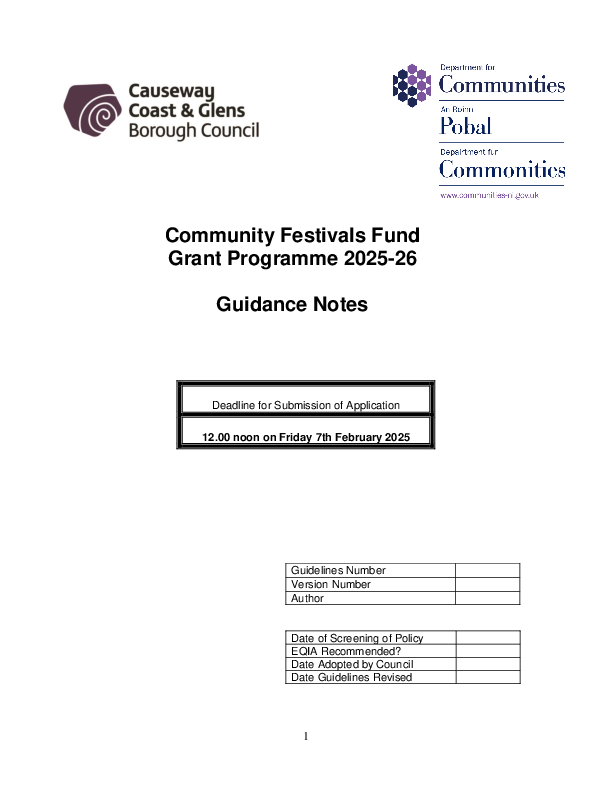 Community Festival Fund Guidance Notes 2025-26