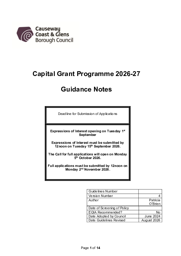 Capital Grant Guidance Notes 2026 27