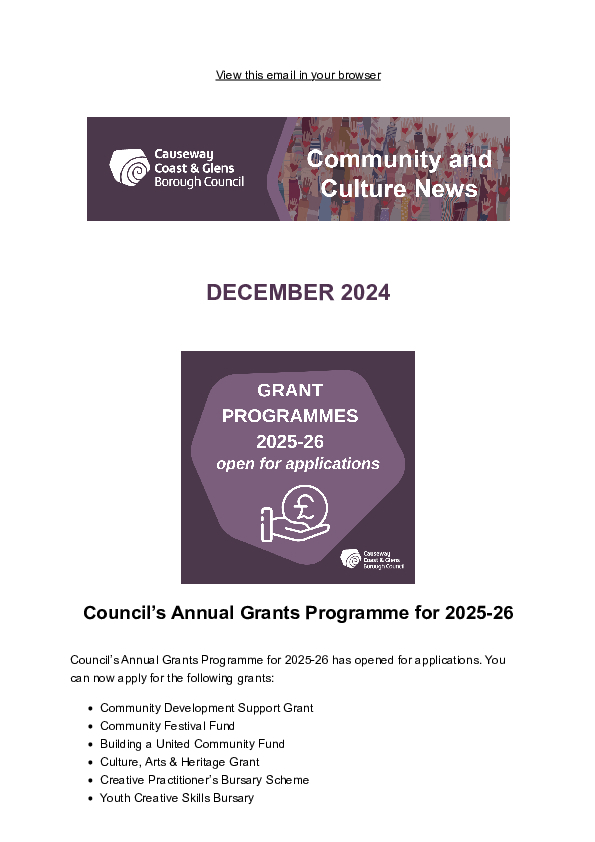 Community & Culture Newsletter December 24 Edition