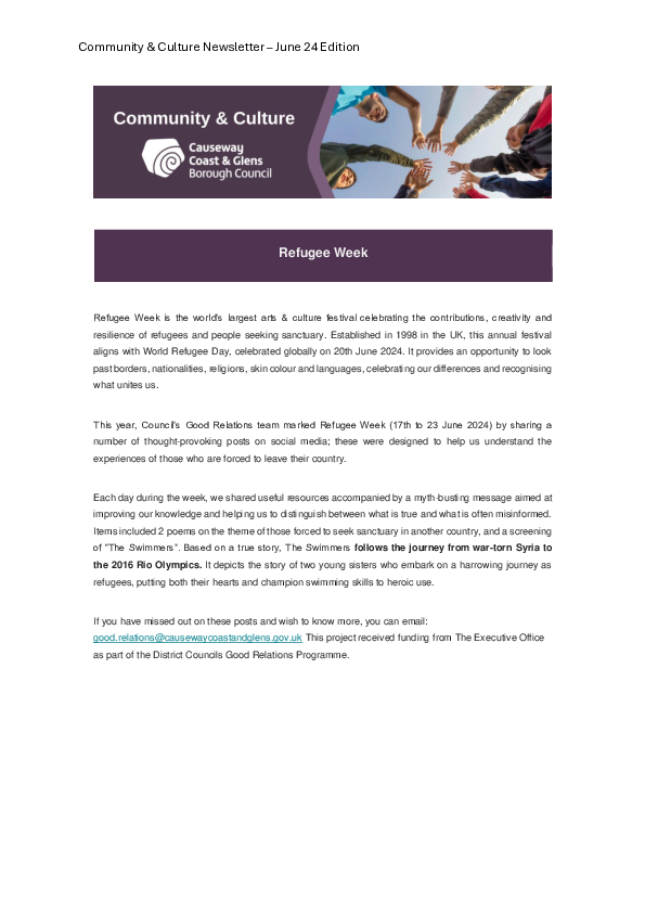 Community & Culture Newsletter June 24 Edition