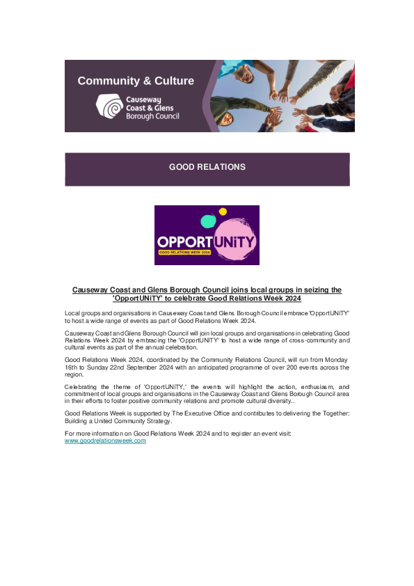 Community & Culture Newsletter September 24 Edition