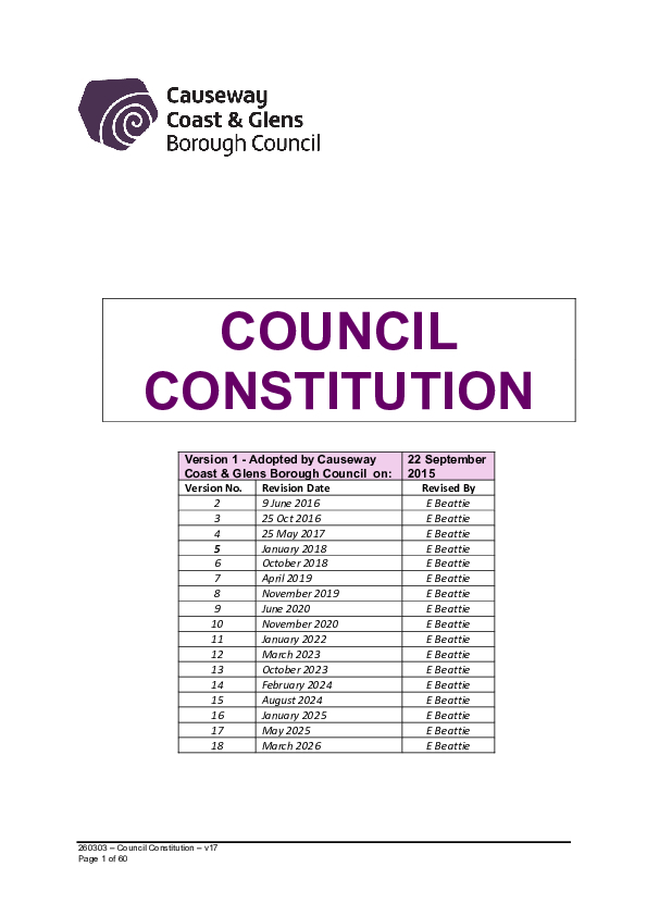 Council Constitution reviewed March 2026