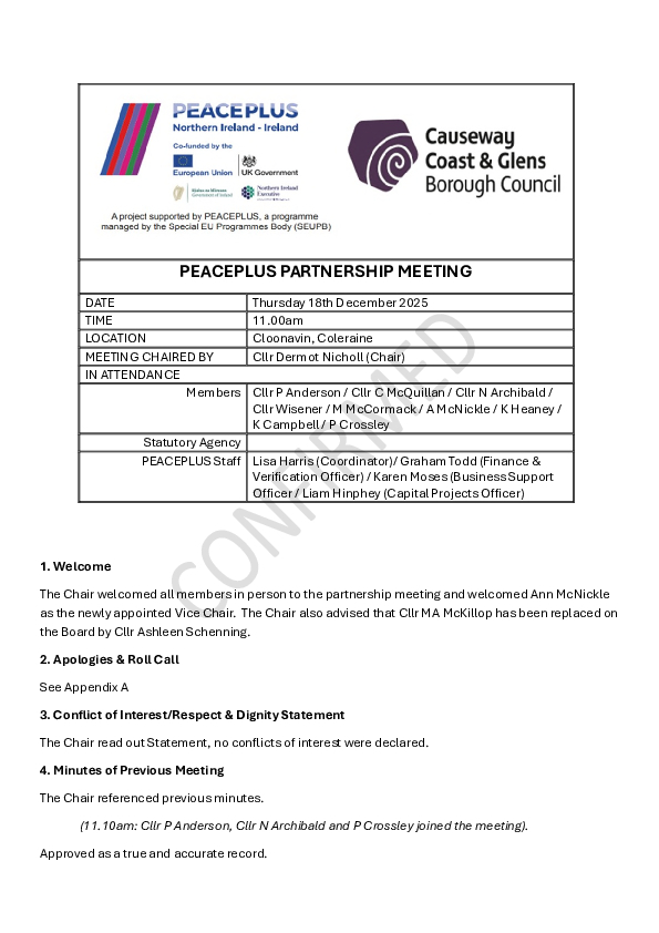 December 2025 PEACEPLUS Partnership Minutes