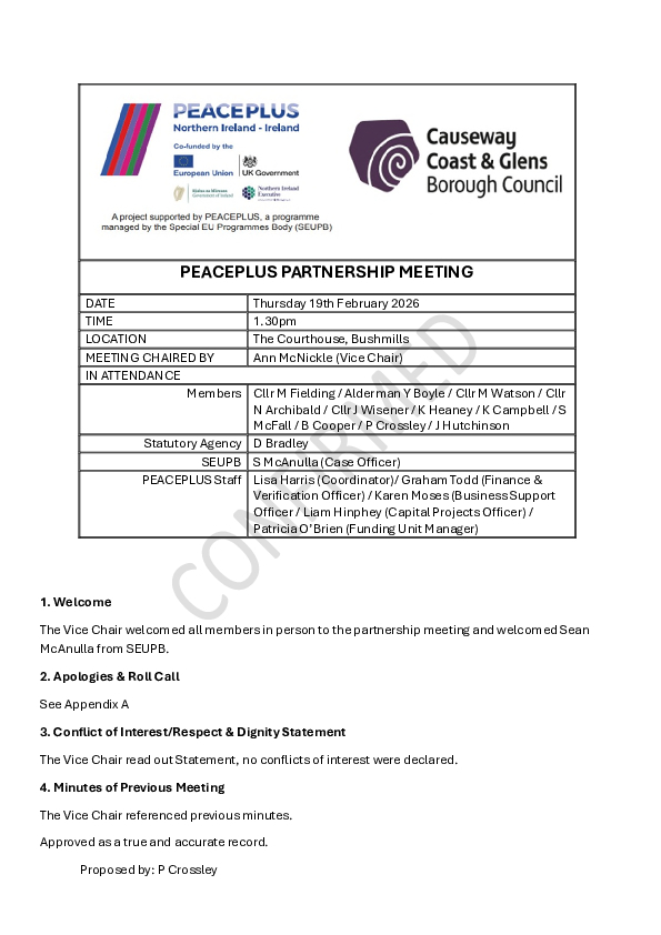 February 2026 PEACEPLUS Partnership Minutes