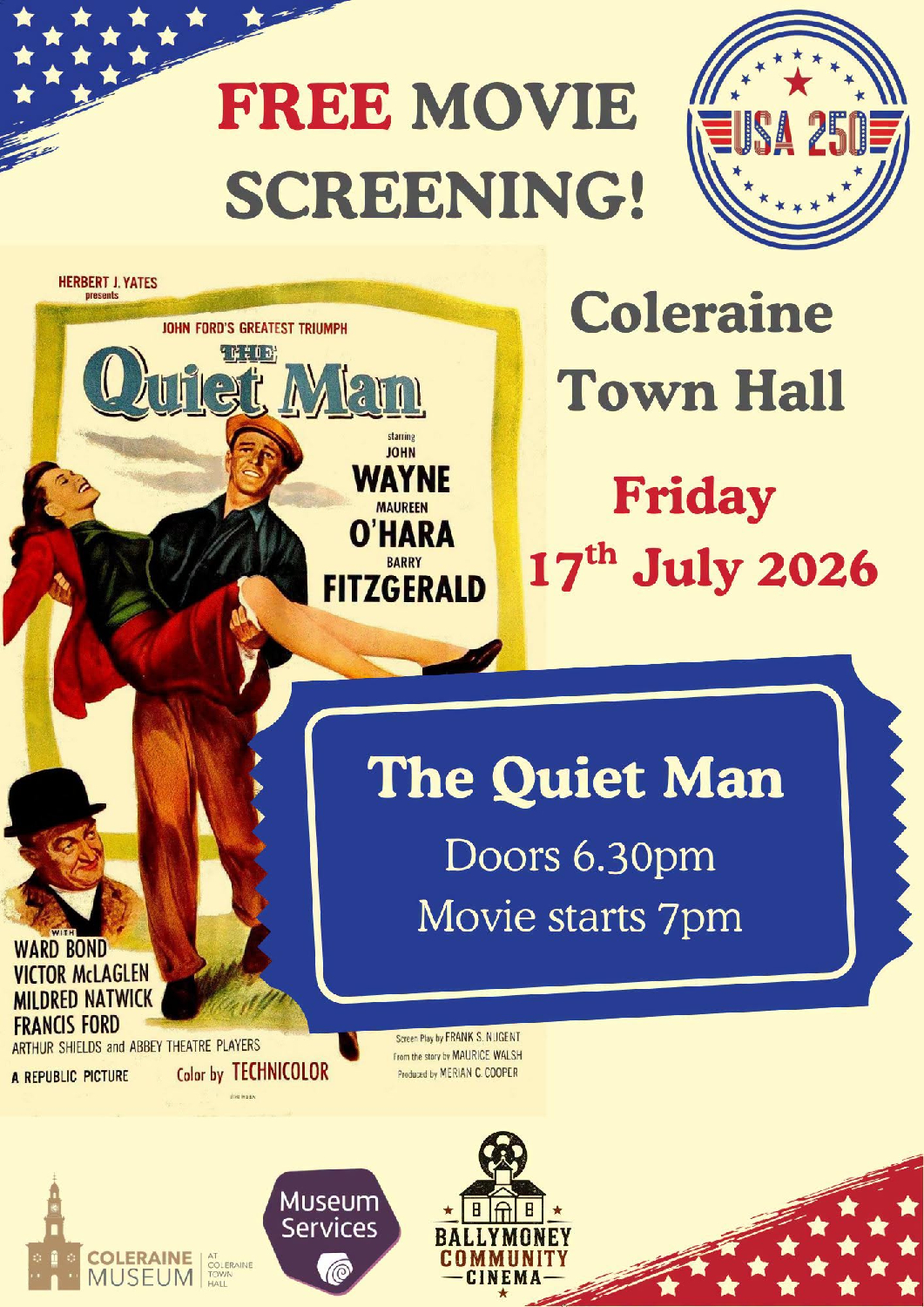 Free Film Screening 'The Quiet Man' 17th July 2026