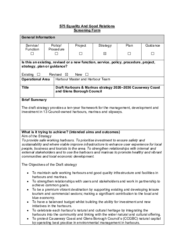 Equality and Good Relations Screening Form