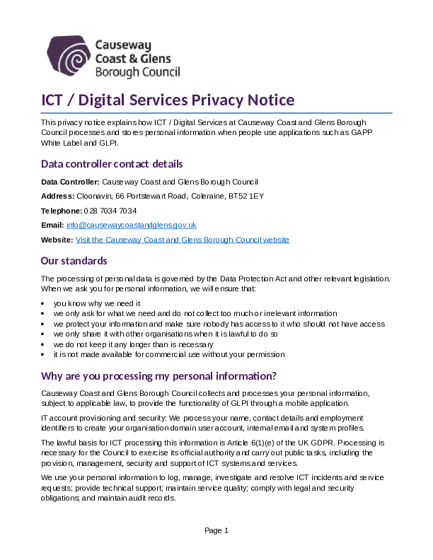 ICT Privacy Notice