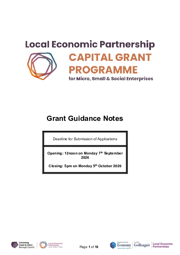 LEP Capital Grant Programme Guidance Notes