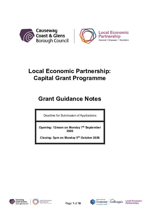 LEP Capital Grant Programme Guidance Notes