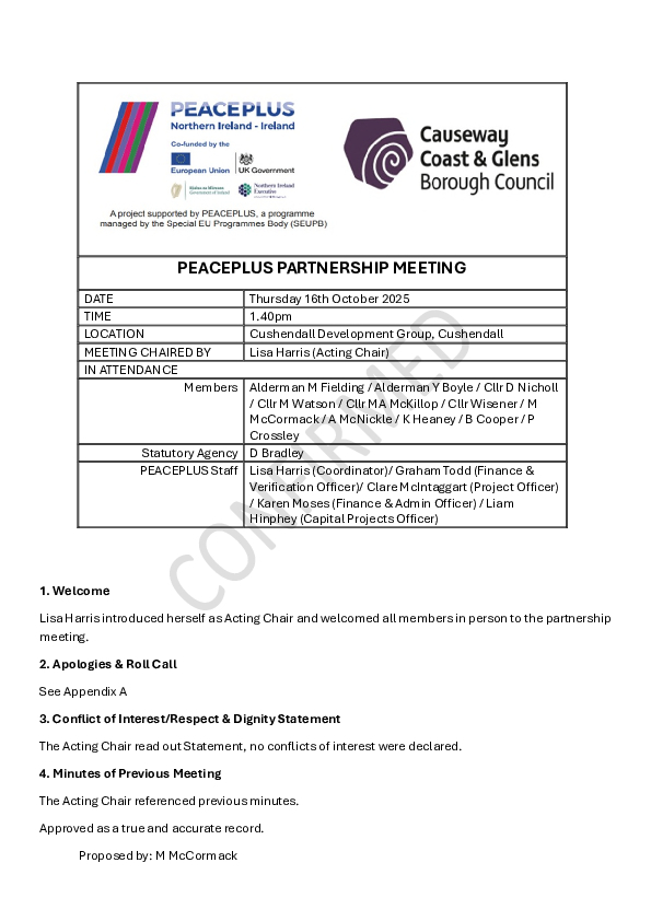 October 2025 PEACEPLUS Partnership Minutes