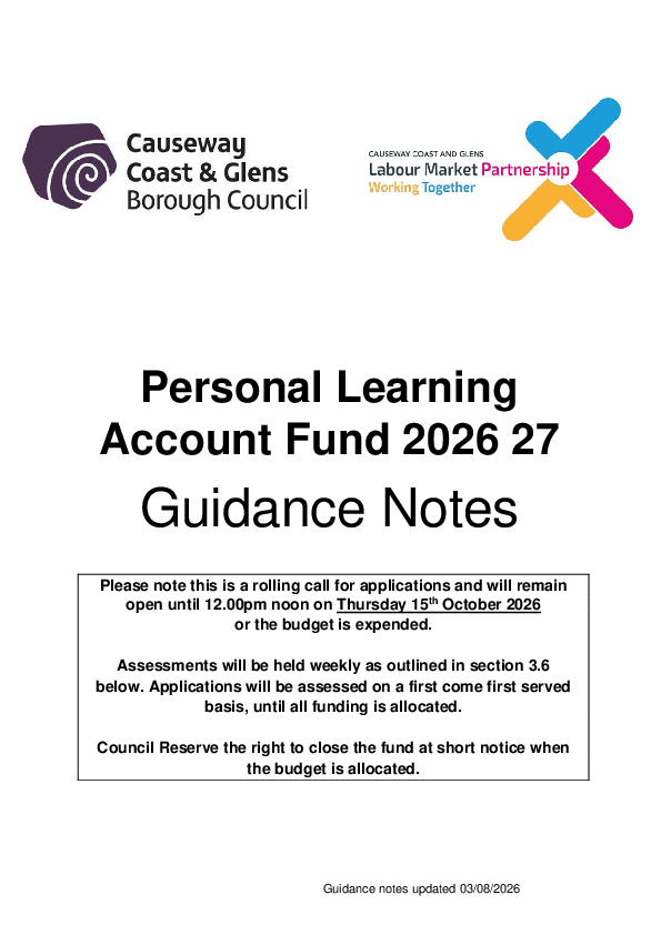 Personal Learning Account Guidance Notes
