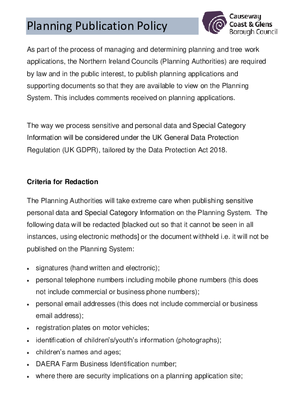 Planning Publication Policy - October 2022