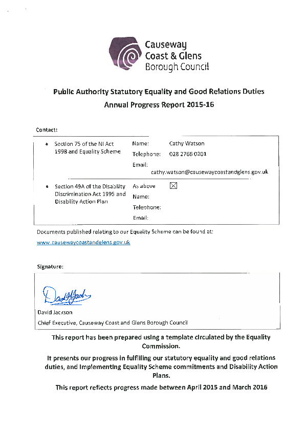 Annual Equality Progress Report 2015-2016