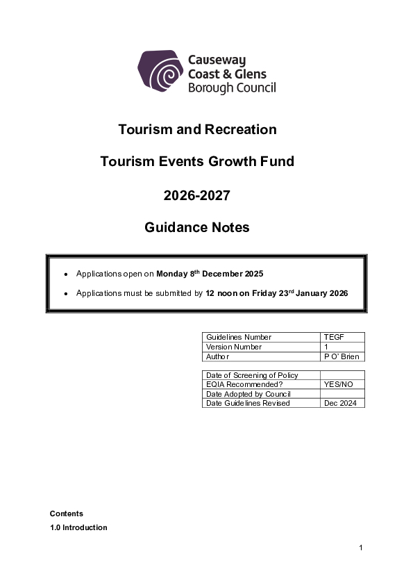 Tourism Events Growt Fund 2026-27 Guidance Notes