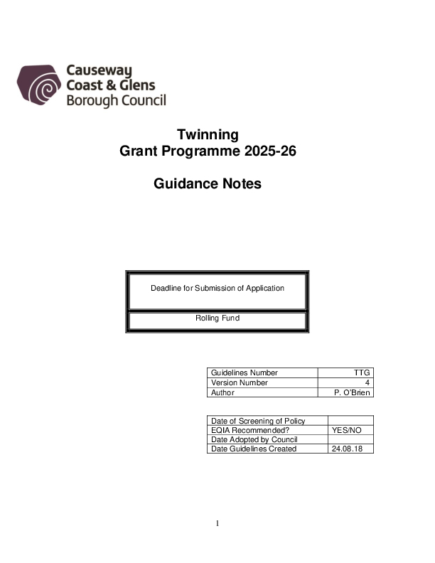 Town Twinning Grant Guidance Notes 2025-26