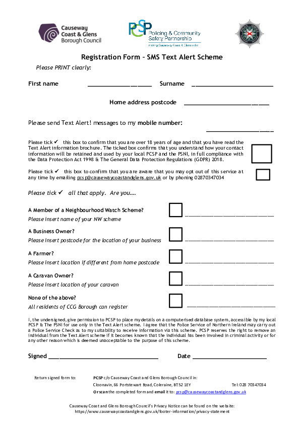 Text Alert Sign Up Form