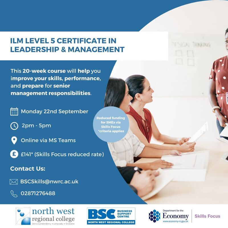 TRAINING:  ILM Level 5 Certificate in Leadership & Management