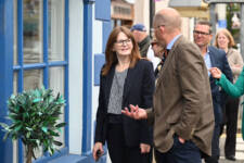Finance Minister on walkabout in Bushmills to hear about the plans for the public realm upgrades