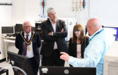 Mayor Oliver McMullan joined Ministers O'Dowd and Archibald to hear from Ulster University representative about the plans for the Centre for Food & Drug Discovery