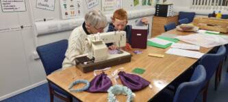 Learning to sew with scrap materials