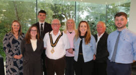 Newly appointed Mayor of Causeway Coast and Glens Cllr Olver McMullan with party colleagues.