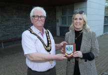 Mayor of Causeway Coast and Glens, Councillor Oliver McMullan pictured with Stacey McKay from the Causeway Down's Syndrome Support Group.