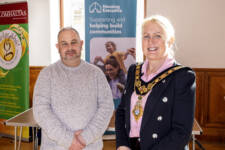 Mayor of Causeway Coast and Glens, Councillor Dawn Huggins with Housing Executive Good Relations Officer, Gareth Doran