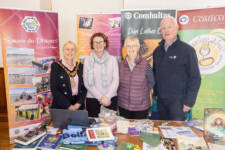 Mayor of Causeway Coast and Glens, Councillor Dawn Huggins with Glinnti Irish Language Development Officer Deirdre Goodlad, and Dunloy Comhaltas Members