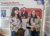 Museum Volunteer Elle Park and Ruth Park enjoy the exhibtion