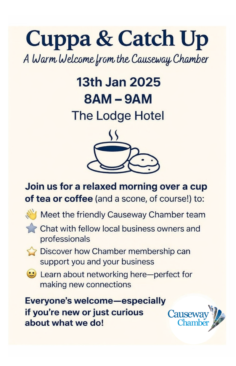 BUSINESS NETWORKING:  Cuppa and Catch Up.  At the Lodge Hotel Coleraine