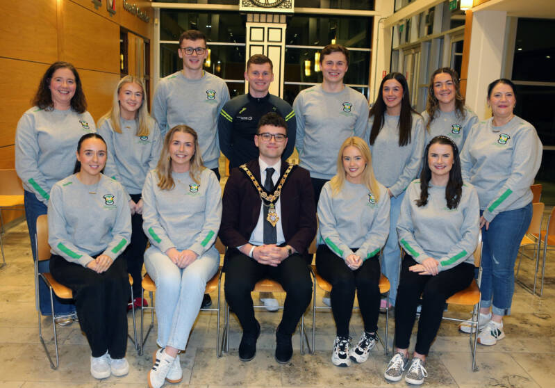 Mayor of Causeway Coast and Glens, Councillor Ciarán McQuillan, hosted a reception for members of Glenullin GAC to celebrate their All Ireland Scór win. Included in the photo is the All-Ireland winning Senior Ballad Group, and representatives from the Senior Instrumental and Set Dancing teams who also competed at All Ireland level.