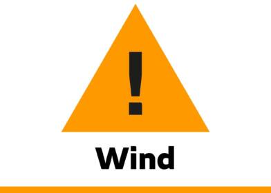 Amber weather warning triangle. Image features the Met Office logo.
