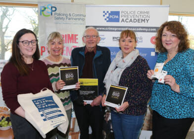 PCSP Officer Orlaith Quinn, Crime Prevention Officer Judith Lavery pictured with trainer Amanda Mulholland from the Police Crime Prevention Academy alongside attendees of the training workshop.