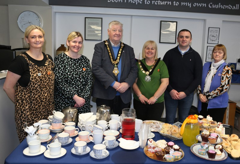 The Mayor, Councillor Steven Callaghan and Deputy Mayor Councillor Margaret-Anne McKillop pictured alongside attendees and helpers who made the Deputy Mayor’s recent RNLI coffee morning possible.