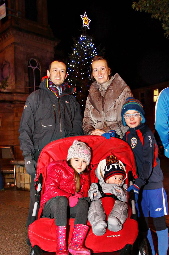 The Pollock family at the Diamond in Coleraine for the switch on of the Christmas Lights.