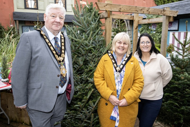 The Mayor, Councillor Steven Callaghan and Deputy Mayor, Councillor Margaret-Anne McKillop pictured with Ruth McNeill of the Armoy Community Association.
