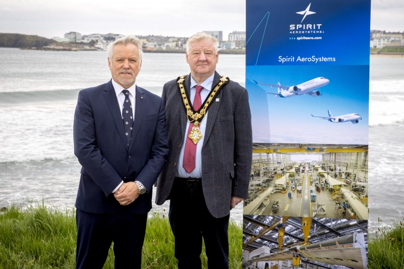 Nick Laird [Spirit AeroSystems] with the Mayor of Causeway Coast and Glens, Councillor Steven Callaghan