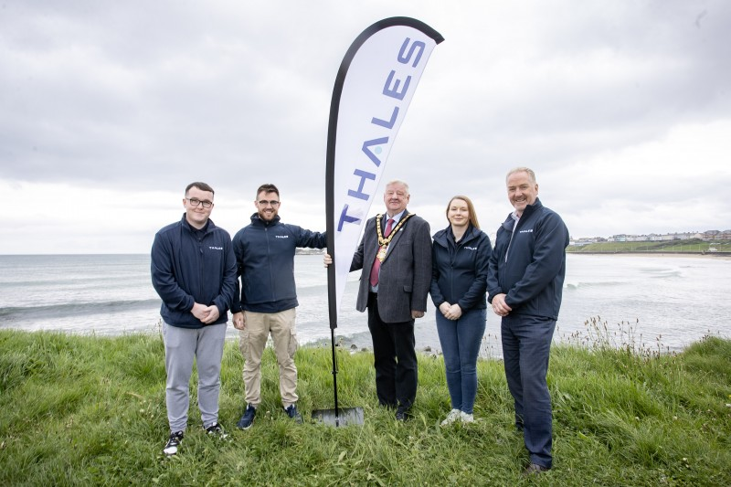 Lewis Dillon, Nathan McGonnell, The Mayor, Cllr Steven Callaghan,Sarah Hewitt and David Creighton from Thales