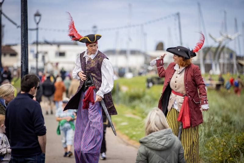 The seaside location for Rathlin Sound Festival attracted crowds of people who enjoyed stilt walking pirates.