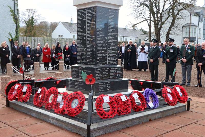 Members of the public gathered at Ballycastle’s War Memorial to pay their respects and lay wreaths on Remembrance Sunday.