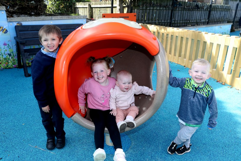 Children enjoying the new facilities at Greysteel Play Park.