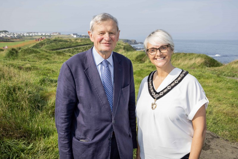 The Deputy Mayor of Causeway Coast and Glens Councillor Tanya Stirling, pictured alongside Lord Lieutenant of County Antrim, Mr David McCorkell, the pair are pictured at the 2024 NI International Airshow held in Portrush.